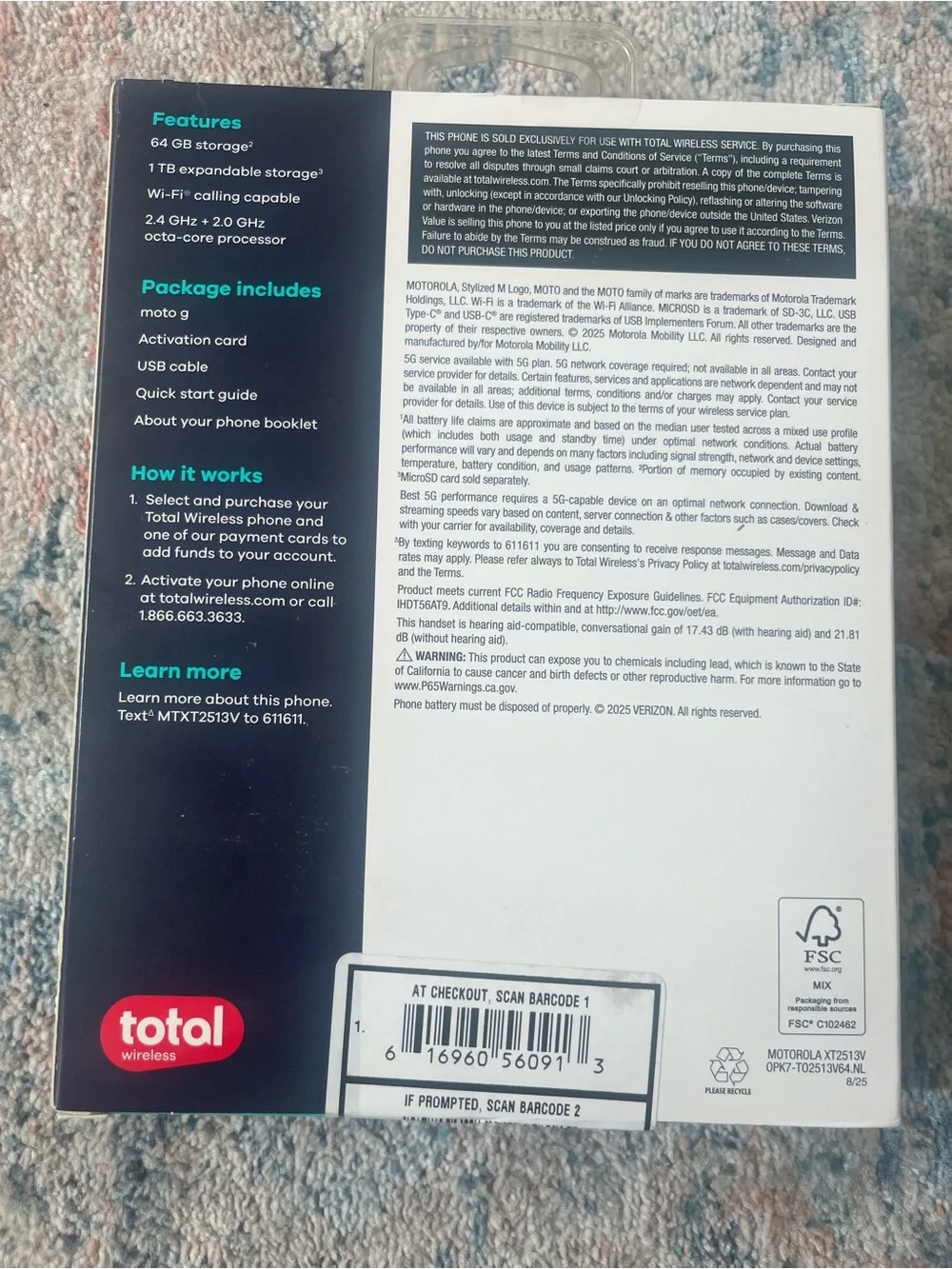 Moto g 64GB 5G Smartphone - Teal Box